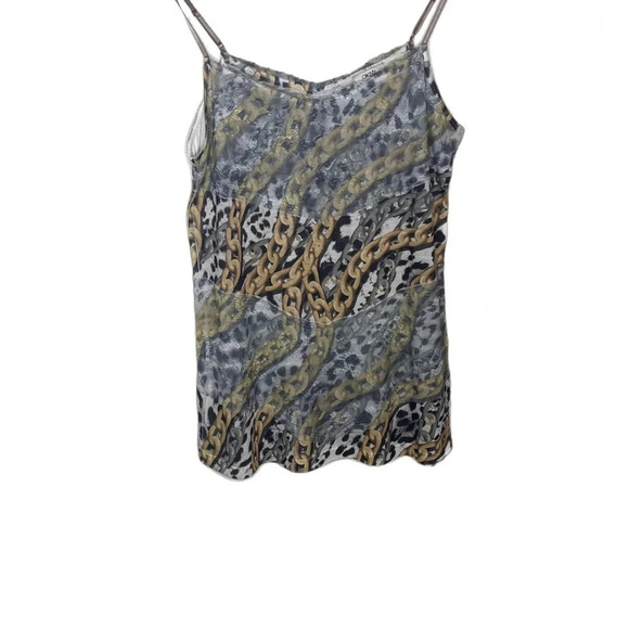 Cache Women's Silver and Gold strap top.
Chain design shirt  -Has lace on top Lg - Picture 6 of 8